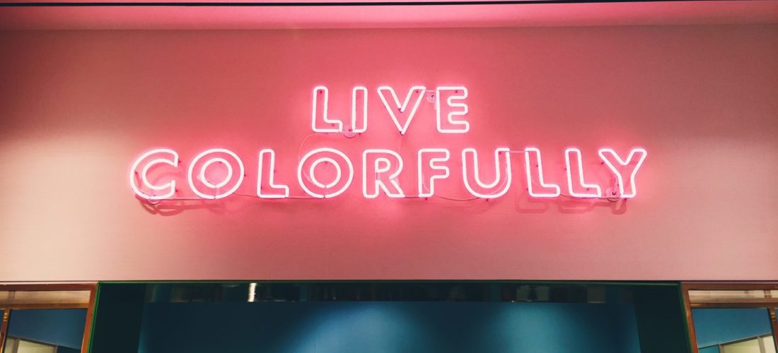 Pink neon quote text live colorfully