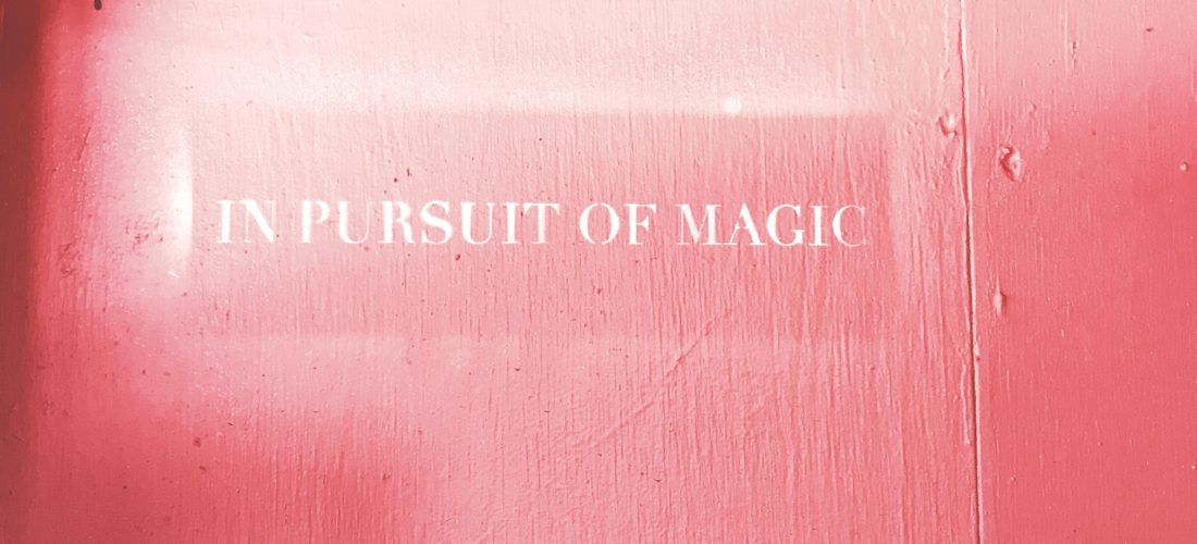 pink wall with text in the pursuit of magic