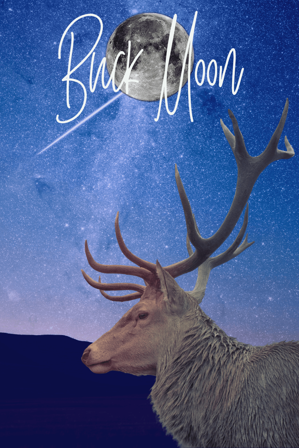 Buck deer under the July Buck Moon
