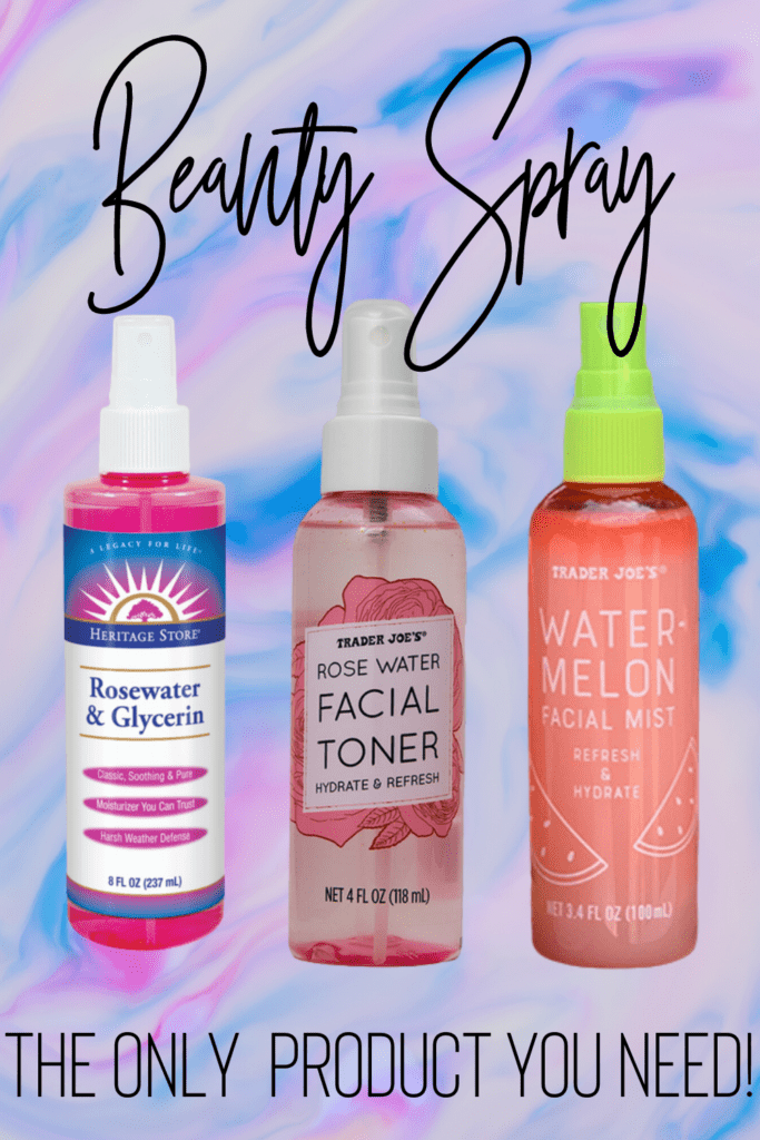 The best beauty sprays behind a pastel liquid wave.